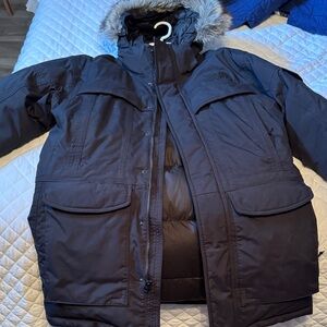 The North Face Men's Parka Jacket in Navy with Faux Fur Hood